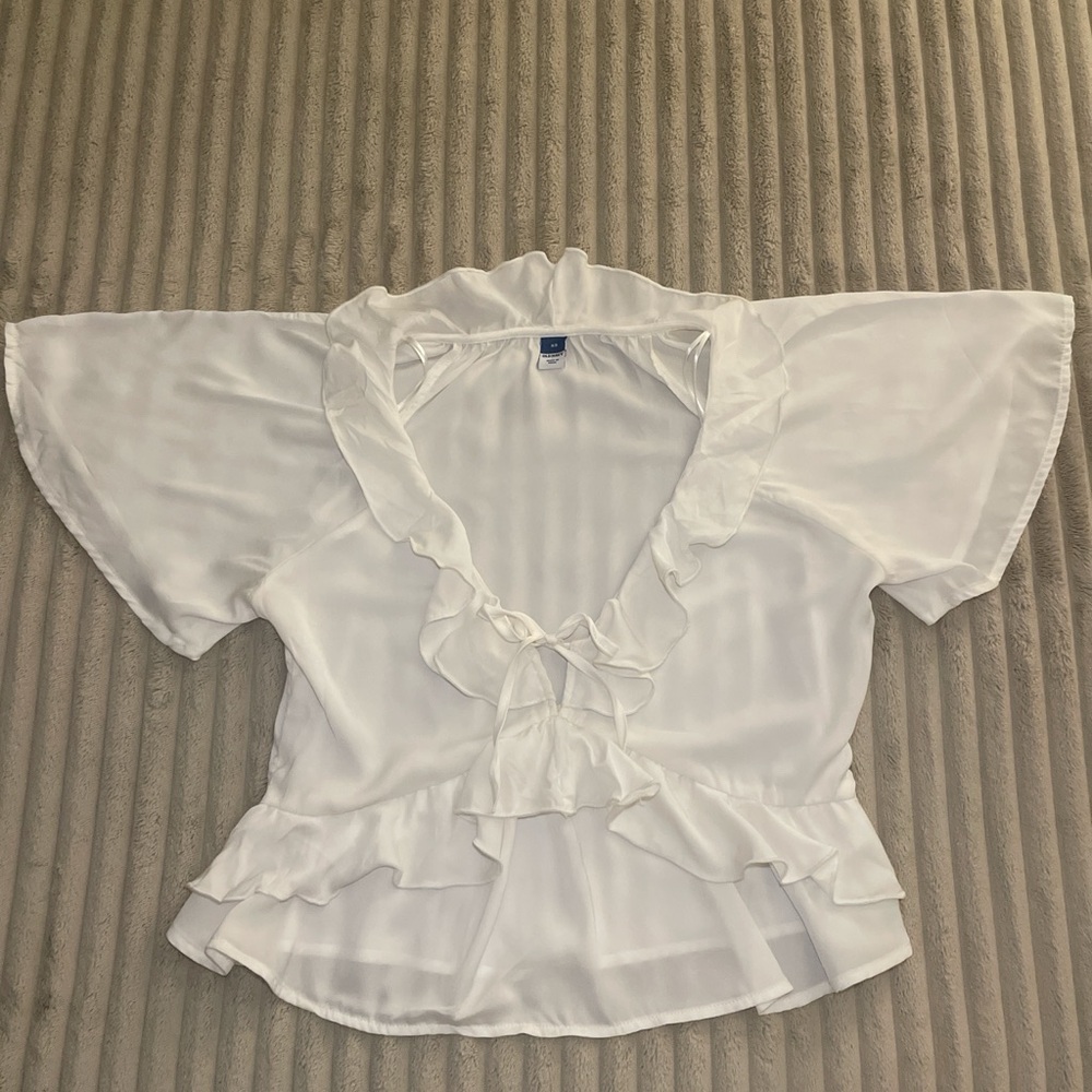 Old Navy White Ruffle Blouse